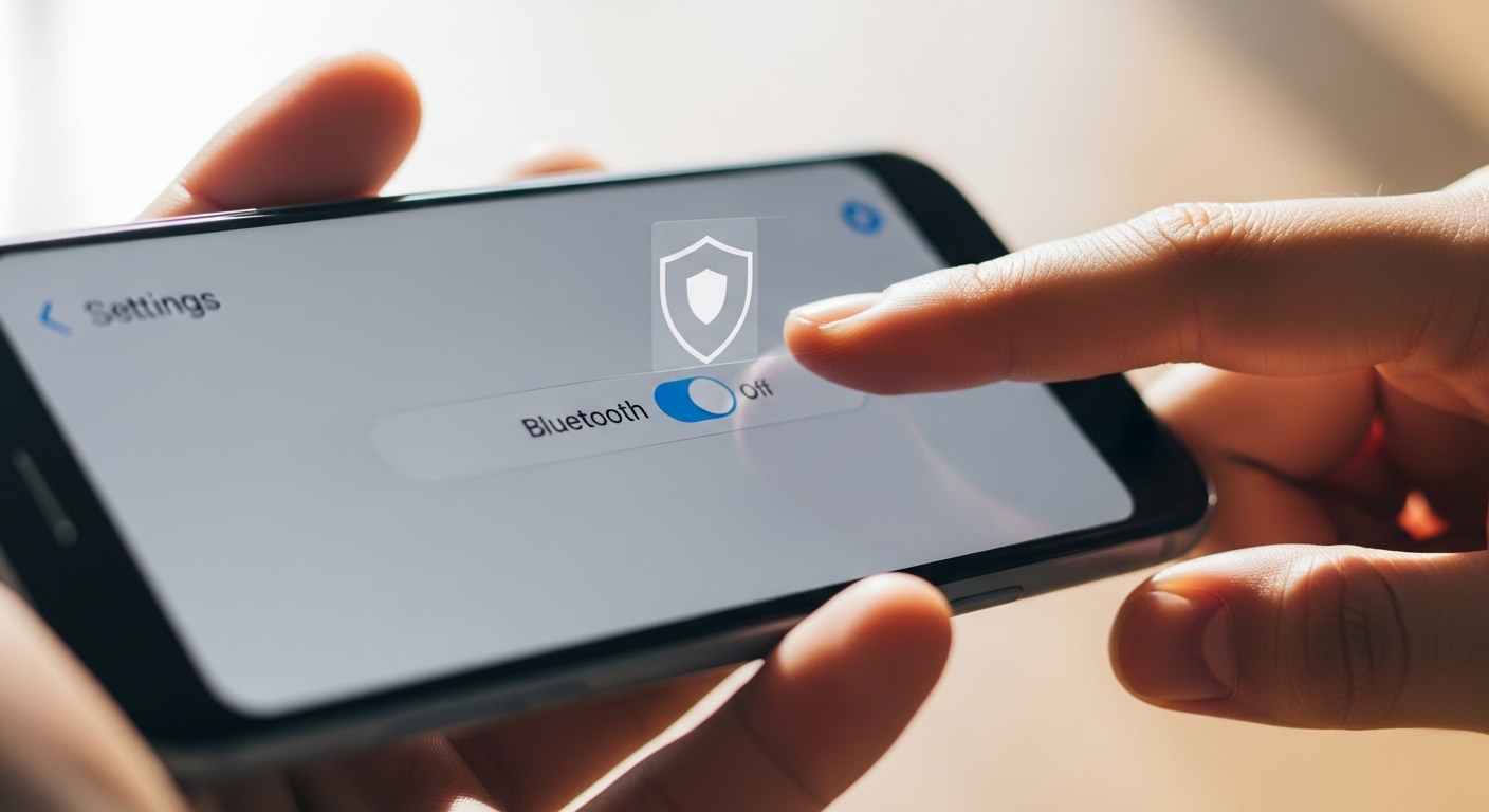 Person toggling bluetooth off on smartphone settings
