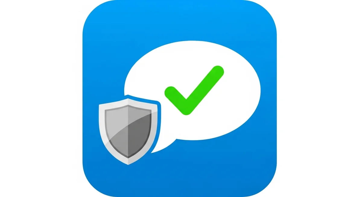 Messaging app icon with checkmark showing secure monitoring coverage.