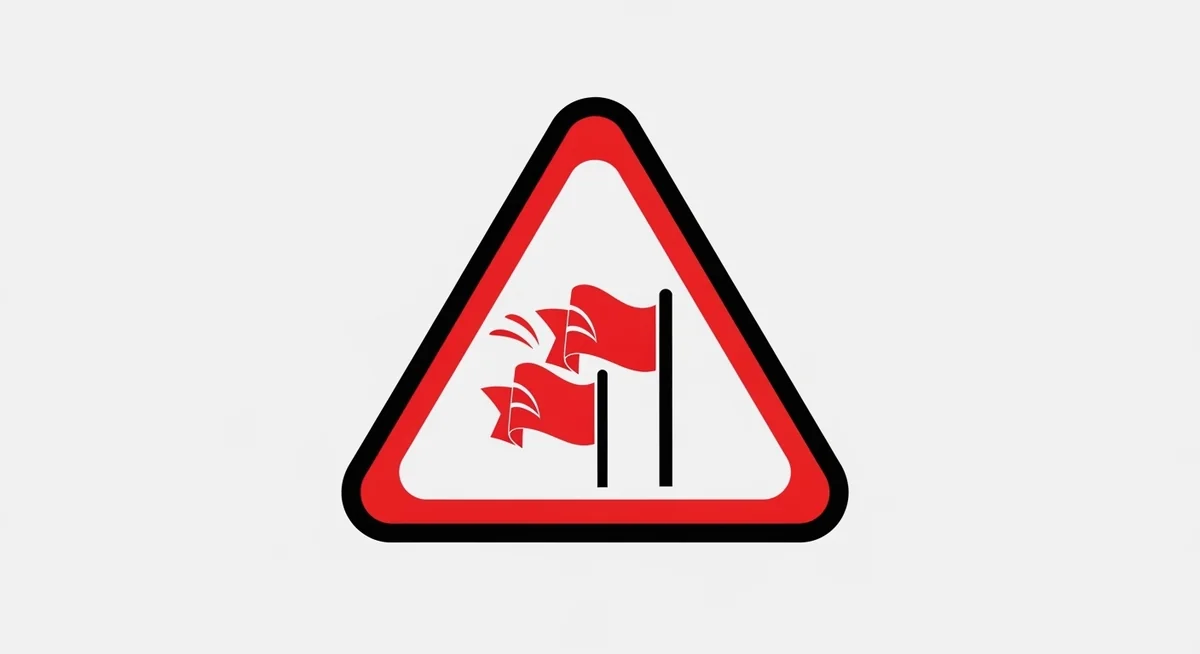 Red warning icon surrounded by red flags indicating fake tracking websites and fraudulent service notifications.