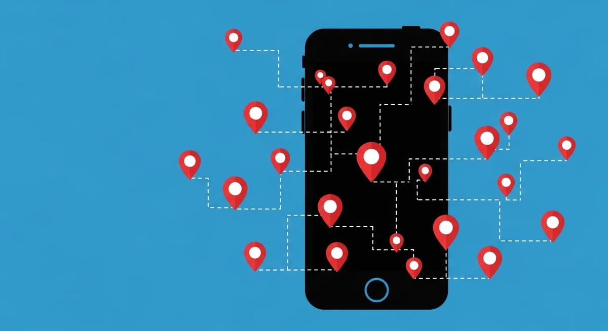 iPhone Find My app displaying family members' locations on interactive map.