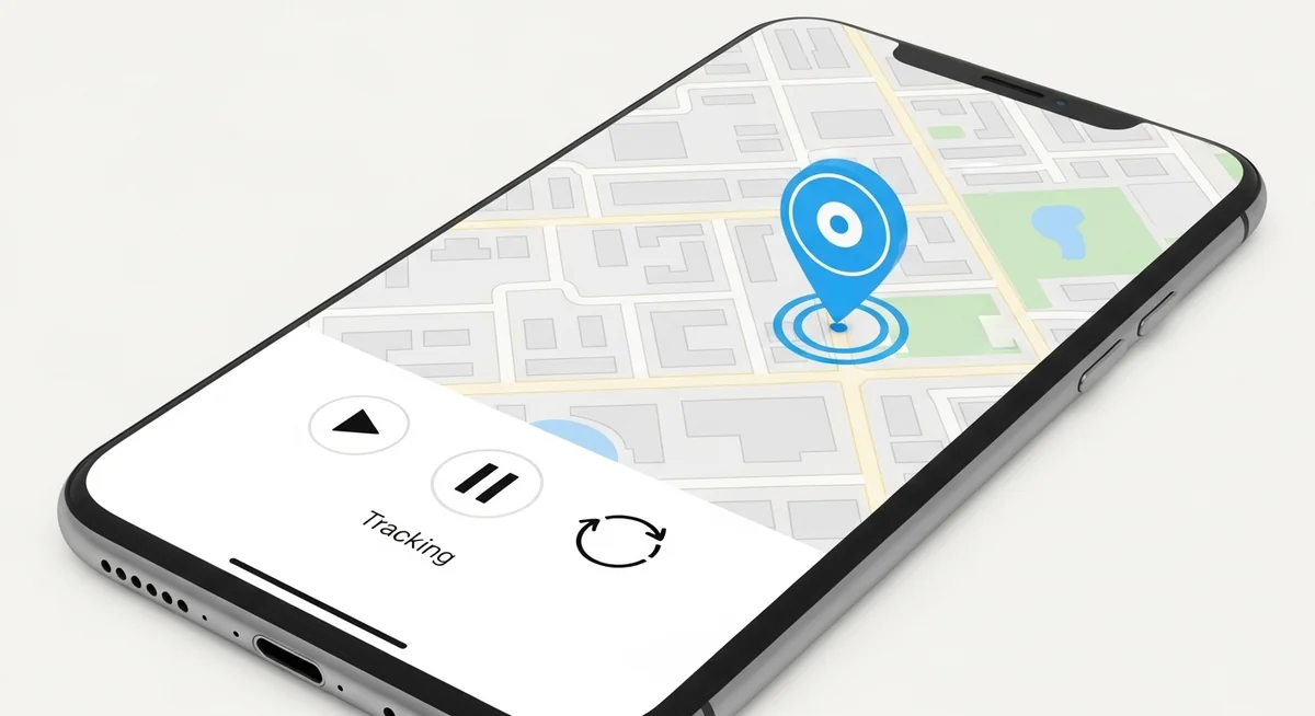 Modern smartphone displaying Find My feature map interface with device location and tracking controls