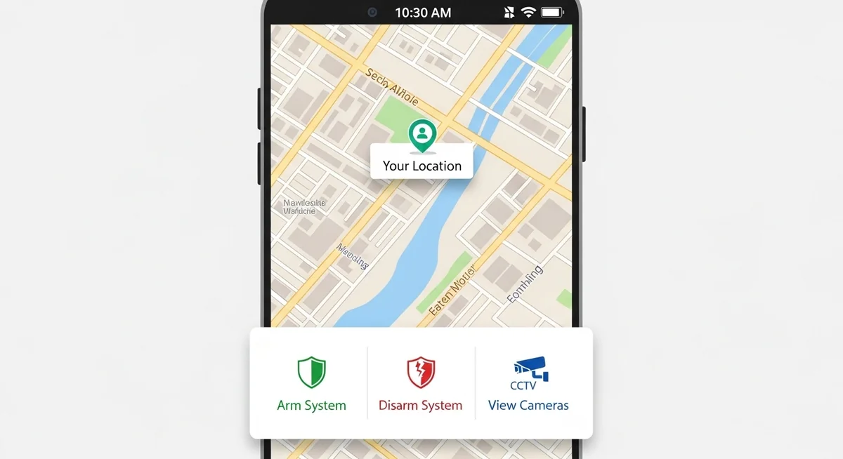 Google Find My Device interface showing Android phone location on map with security options