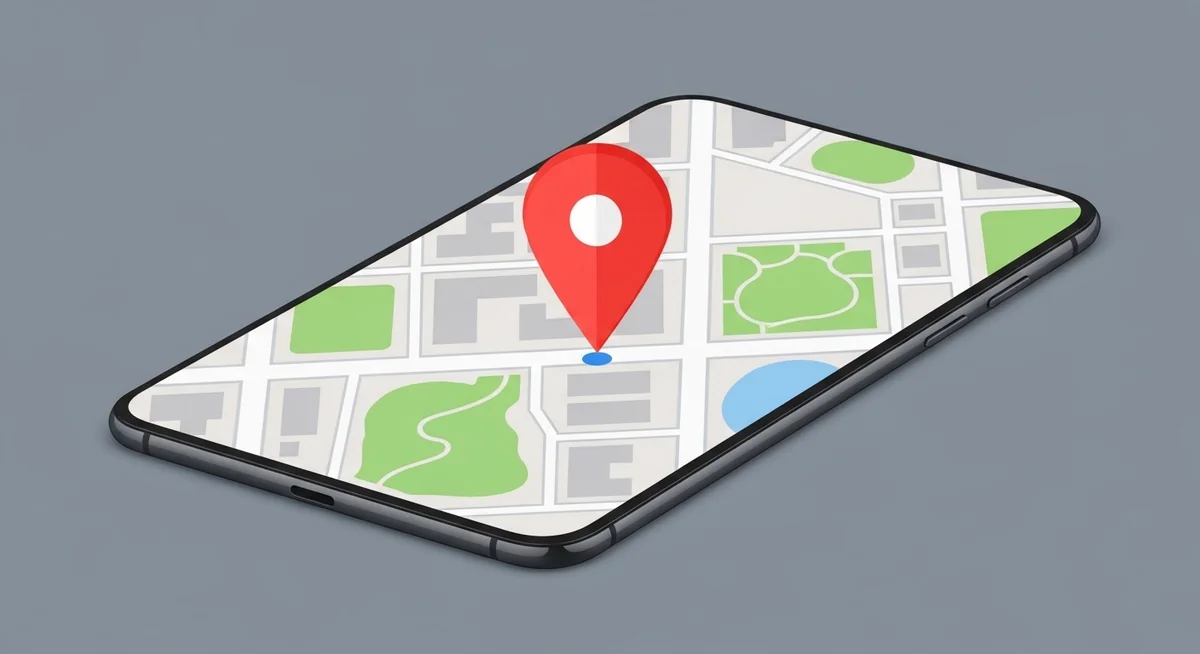 Smartphone displaying location tracking application with map and pinpoint location marker for discreet phone tracking