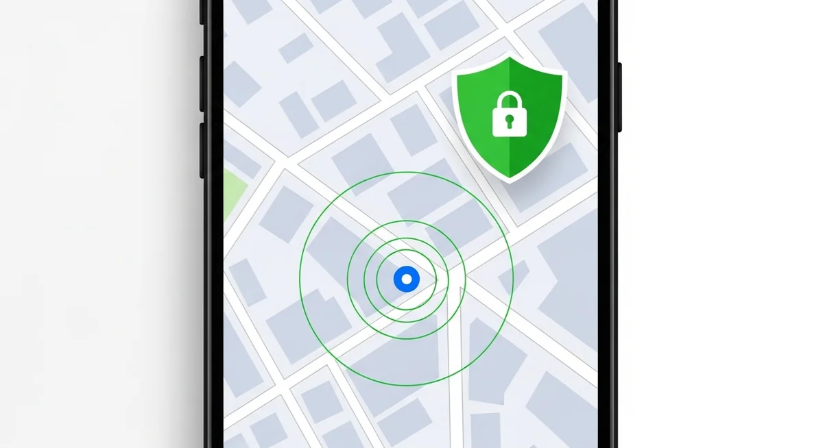 Modern smartphone displaying Ultra-Wideband location precision technology with privacy notifications