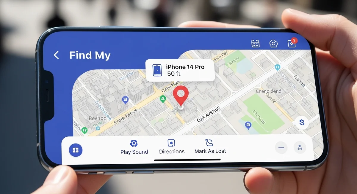 Find My iPhone showing device location on map