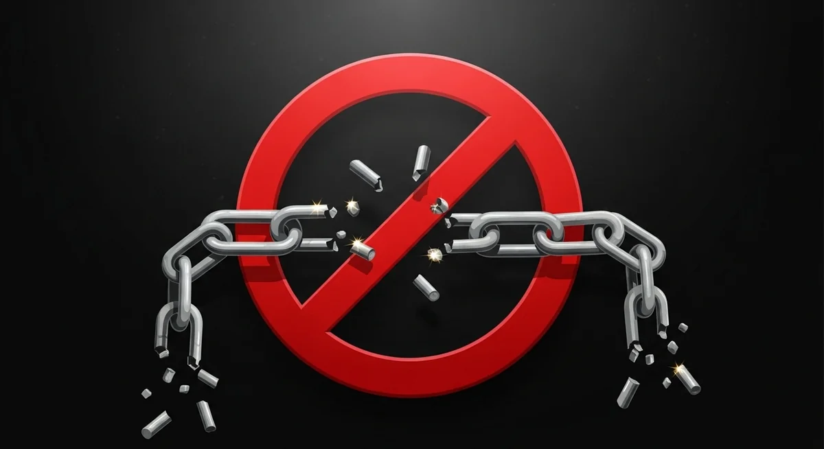 Red prohibition warning symbol showing is phone tracking legal depends on consent, with lock and chain representing illegal smartphone surveillance