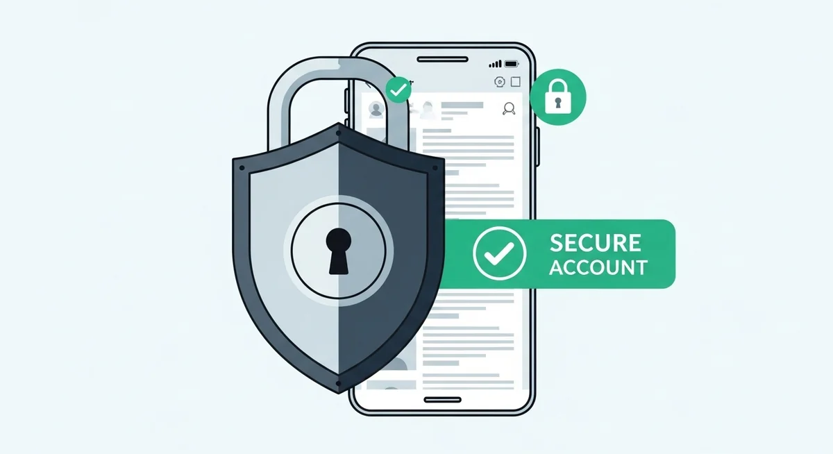 Twitter account protection showing security shield, lock icons, authenticator app, and verification features