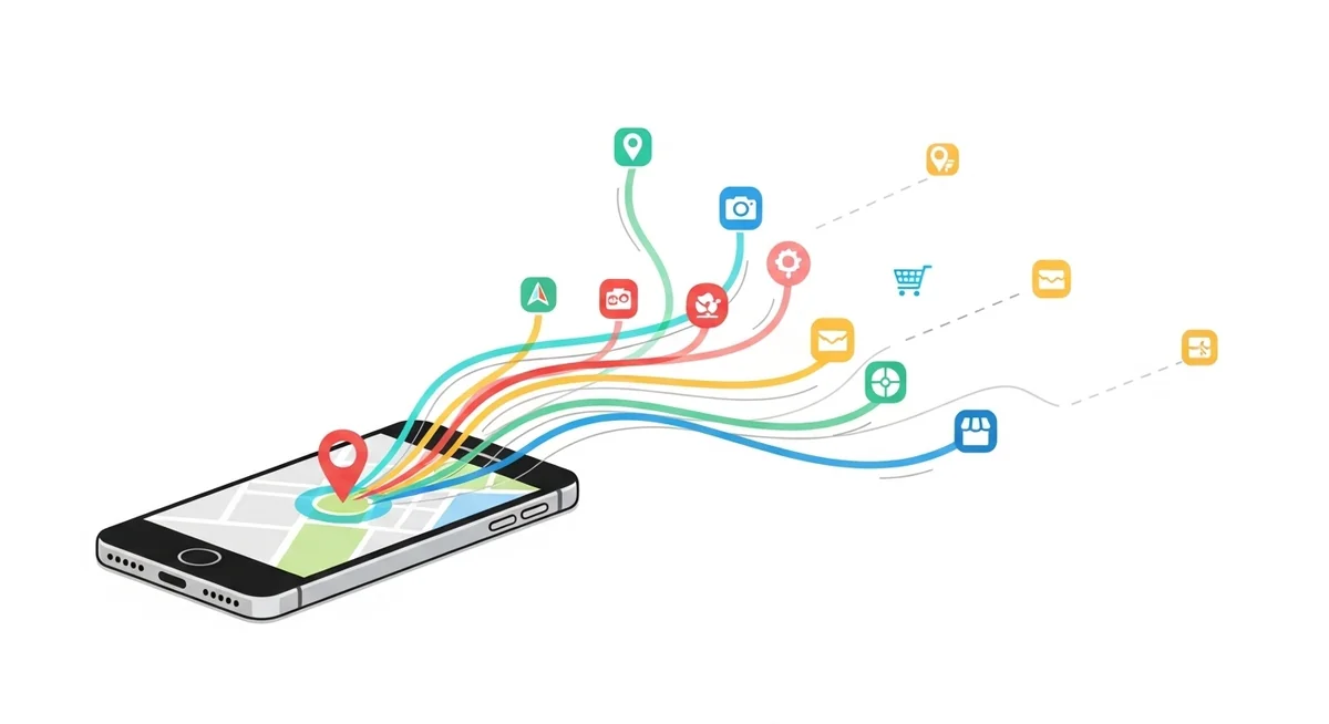 Social media application collecting and sharing user location data from smartphone with tracking pins