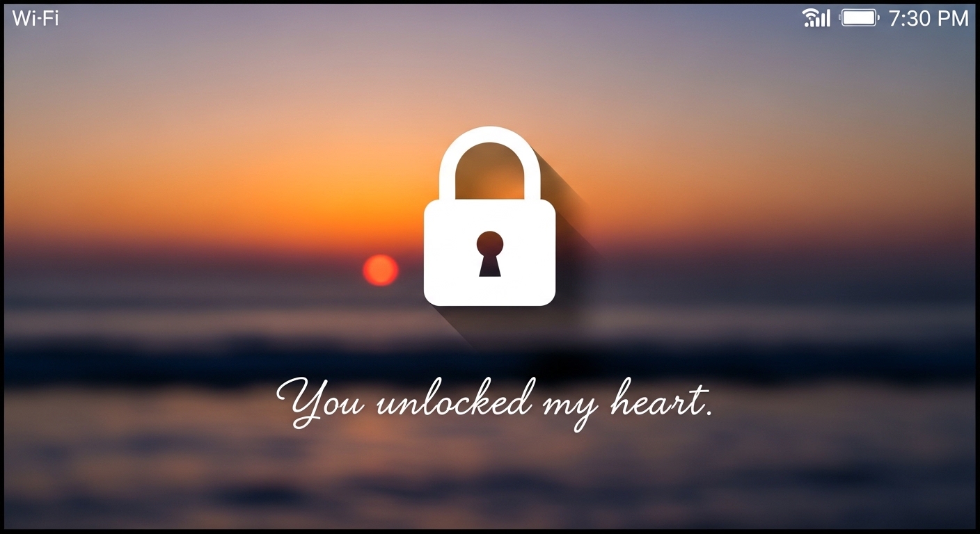Smartphone screen showing lock icon with personal message