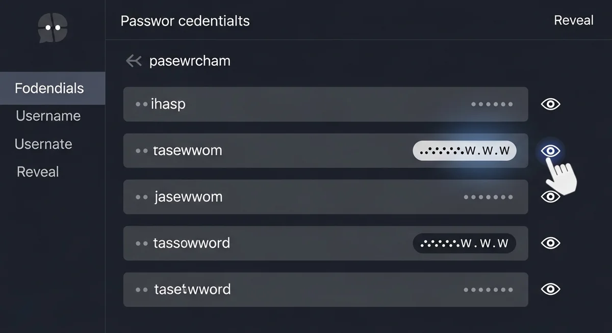 Browser password managers from Chrome, Firefox, Edge, and Safari showing saved Facebook credentials.