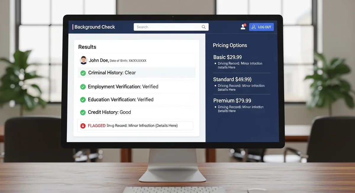 Paid background check services with pricing information and verification features