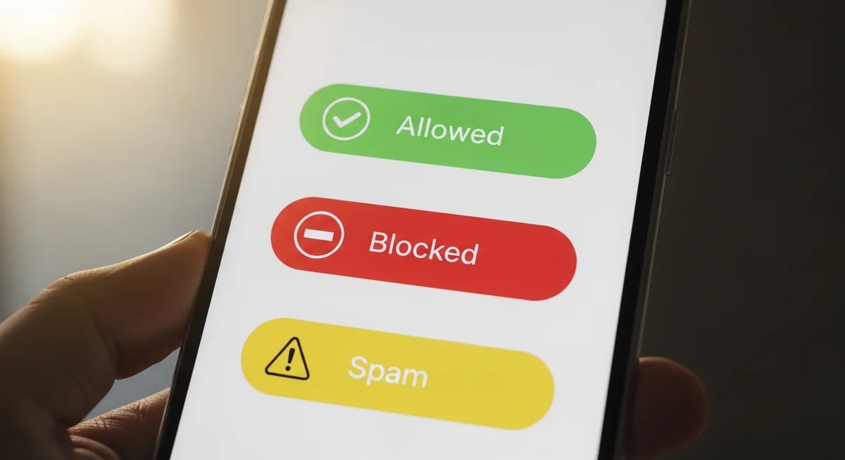 Decision paths for caller identification showing block, save, or decline options