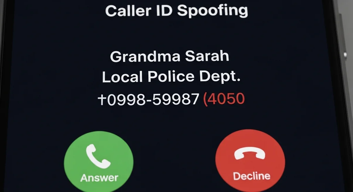 Smartphone showing caller ID mismatch between displayed and actual identity