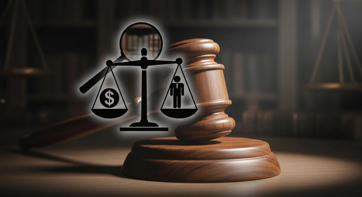 Legal consequences visualization with gavel, prison, handcuffs, criminal prosecution