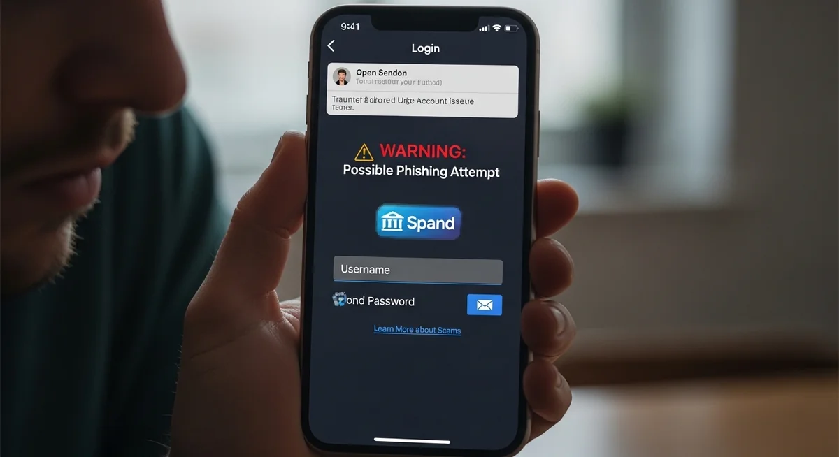Phishing link, fake login page, and malicious app installation on smartphone