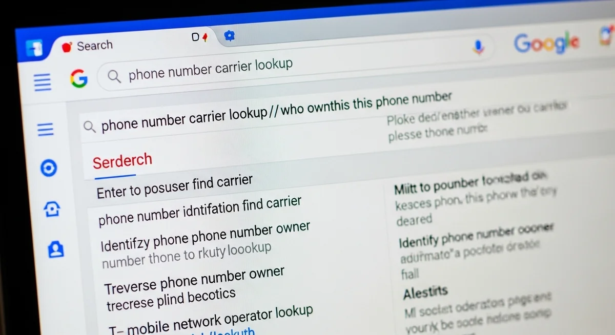 Google search query for phone number with carrier information in results