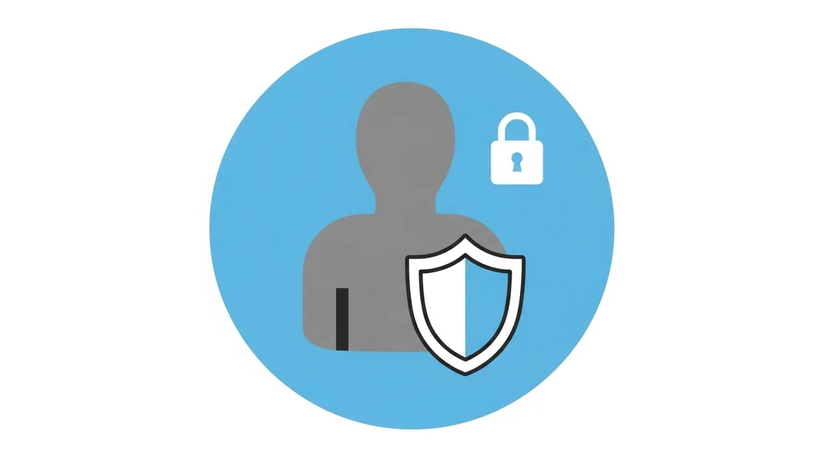 User with privacy shield protecting deactivated account and personal information