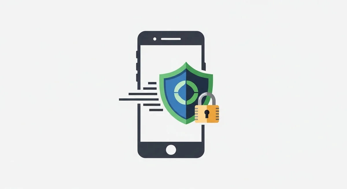 Smartphone surrounded by strong encryption and security protection barrier walls