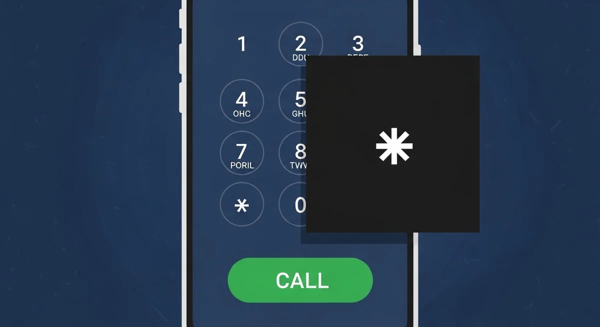 Emergency call screen showing lock screen bypass attempt with asterisk characters.