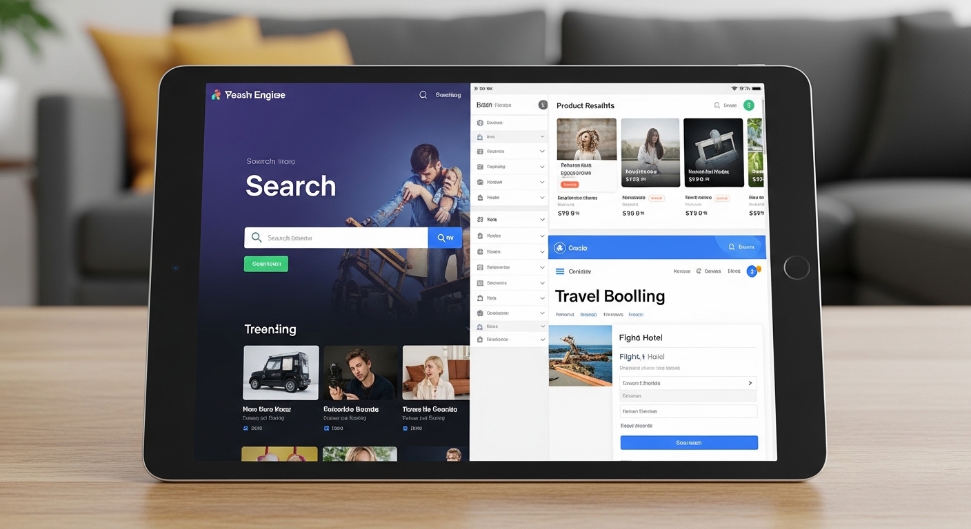 split screen showing multiple people search website interfaces on tablet device