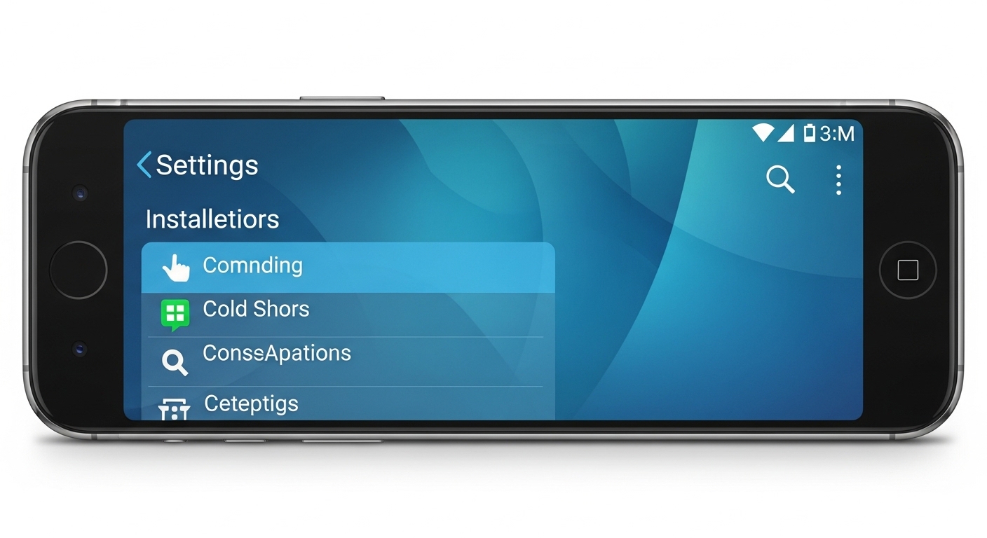 Android phone settings menu showing list of all installed applications
