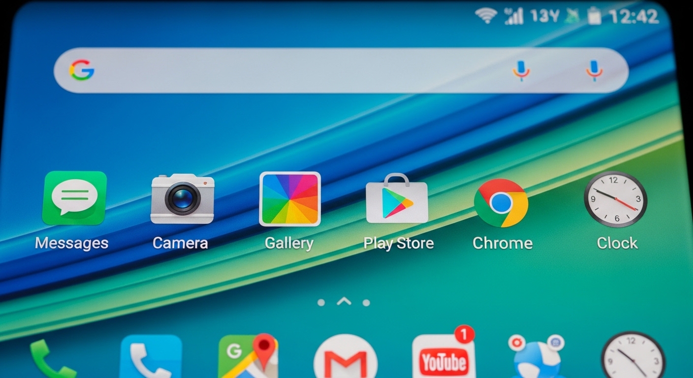 Android phone home screen with standard apps and no suspicious icons