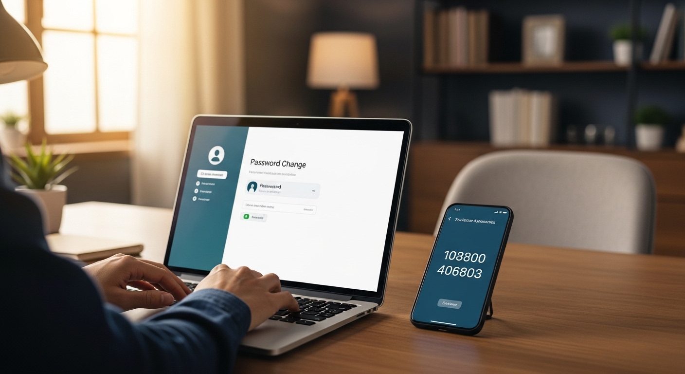 Person changing passwords with two-factor authentication app
