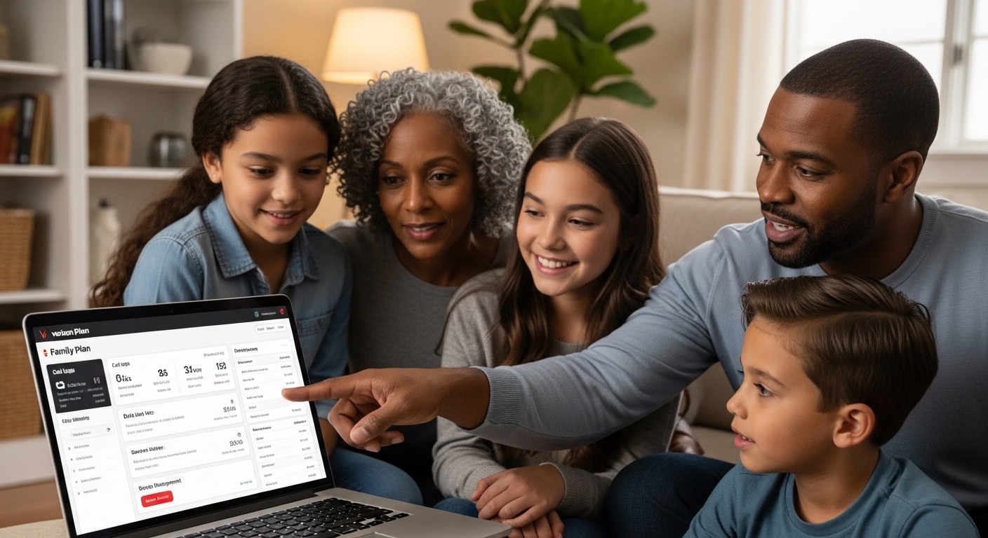 Carrier family plan message monitoring
