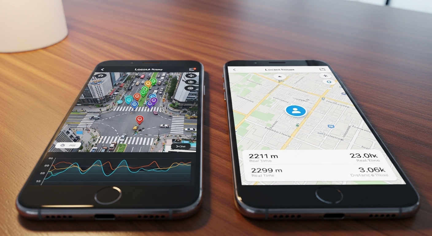 Two smartphones showing different tracking dashboards side by side