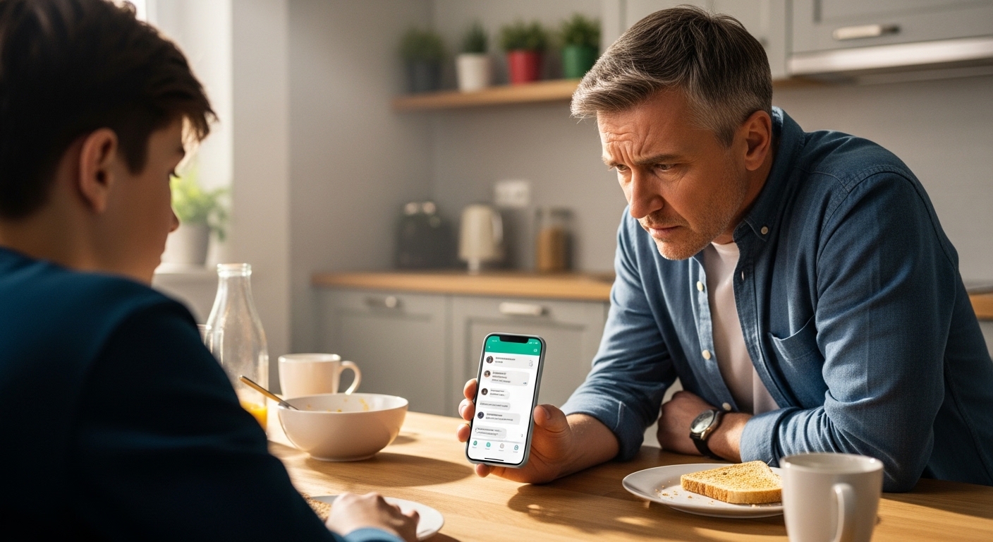 how to hack kik account - parent examining teenager smartphone